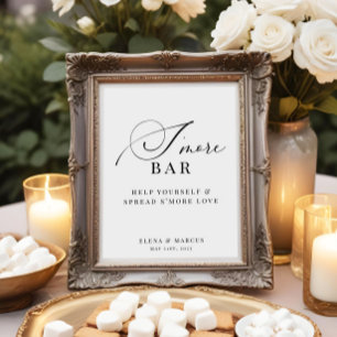 Poster Barre de S'mores Mariage Élégant Moderne