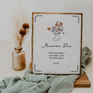 Poster Barre Mimosa d'Urne Florale Dessinée à la main