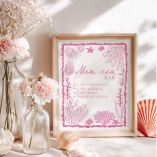 Poster Barre Mom-osa Sea You Soon Fille Baby Shower
