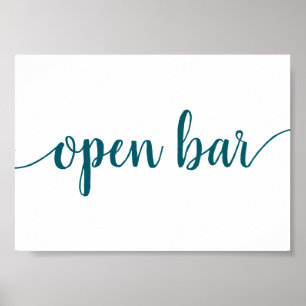 Poster Barre ouverte simple Turquoise Aqua Any Event Si