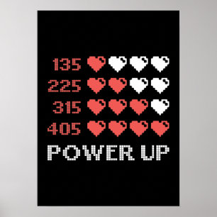 Poster Barre Power Up, Amusant, Gamer, Rétro, Geek, Nerd