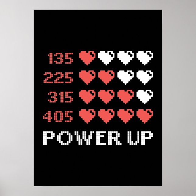 Poster Barre Power Up, Amusant, Gamer, Rétro, Geek, Nerd (Devant)