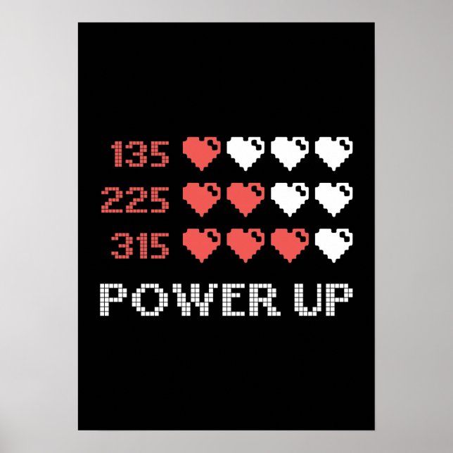 Poster Barre Power Up, Amusant, Gamer, Rétro, Geek, Post  (Devant)