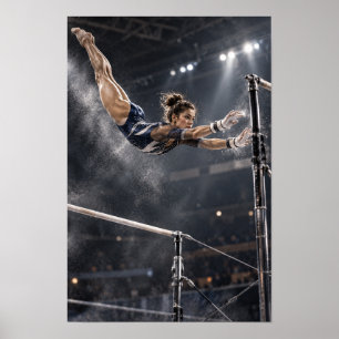 Poster Barres asymétriques de gymnastique féminine Vol aé