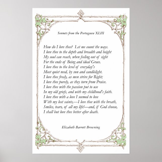 Poster Barrett Browning - Sonnets du Portugais 43 (Devant)