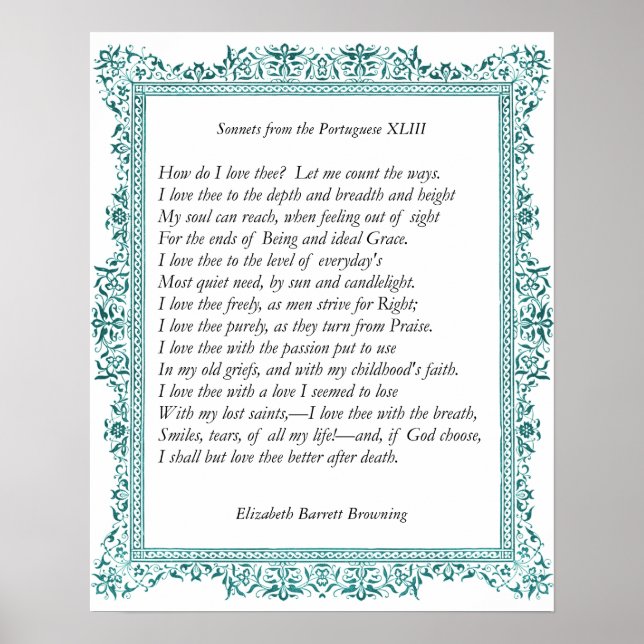 Poster Barrett Browning - Sonnets du Portugais 43 (Devant)