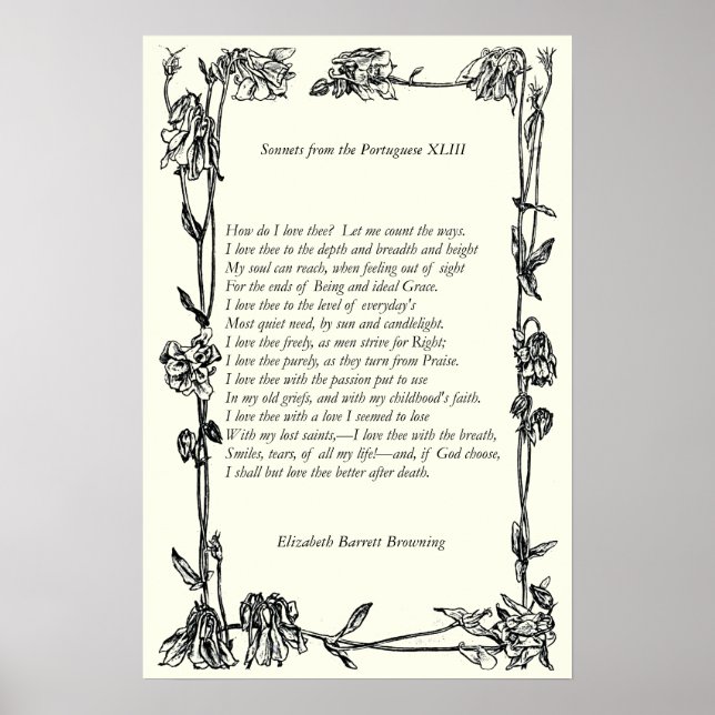 Poster Barrett Browning - Sonnets du Portugais 43 (Devant)
