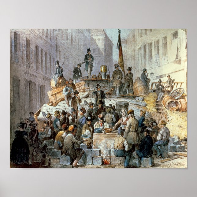 Poster Barricades à Marzstrasse, Vienne, 1848 (Devant)