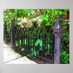 Poster Barrière vintage de jardin en métal
