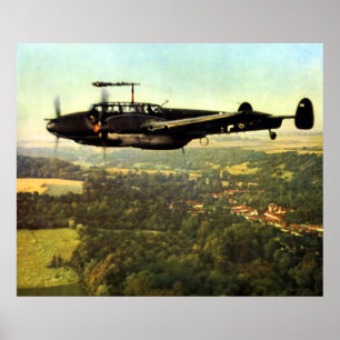 Poster Bas vol Bf-110 allemand de 2ÈME GUERRE MONDIALE