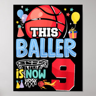 Poster Basball Bball 9e anniversaire Ce Baller a maintena