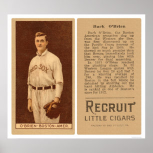 Poster Base-ball 1912 d'O'Brien Red Sox de mâle