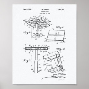Poster Base de baseball 1953 Livre blanc sur l'art brevet