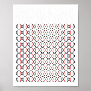 Poster Baseball 100 Jours De Chemise École Joueur Profess