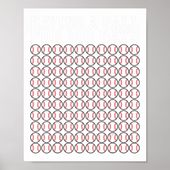 Poster Baseball 100 Jours De Chemise École Joueur Profess (Devant)