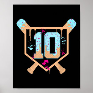 Poster Baseball 10 Ans Crème Glace Drip 10e Anniversaire