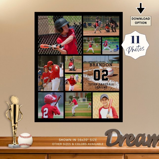 Poster Baseball 11 Photo Collage Personnalisé (Créateur téléchargé)