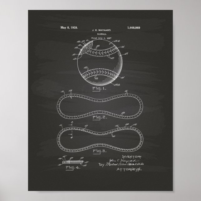 Poster Baseball 1928 Patent Art - Chalkboard (Devant)