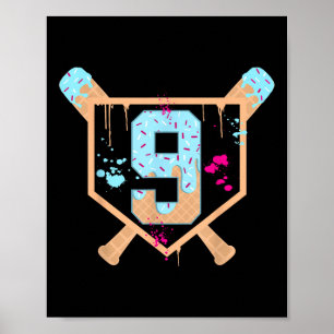 Poster Baseball 9 année Old Ice Cream Driam 9th Birthday 