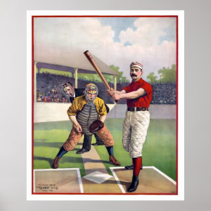 Poster BASEBALL à HOME PLATE en 1895