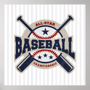 Poster Baseball All Star Team Sport Anniversaire de la fê
