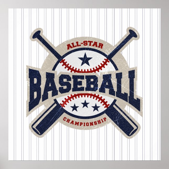 Poster Baseball All Star Team Sport Anniversaire de la fê (Devant)