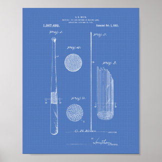 Poster Baseball Bat 1921 Art Brevet - Plan directeur
