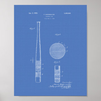 Poster Baseball Bat 1923 Art Brevet - Plan directeur