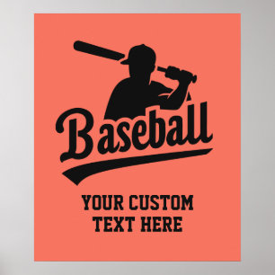 Poster Baseball de texte et de couleur personnalisés