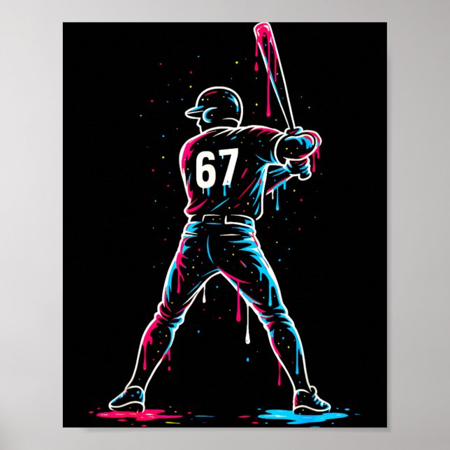 Poster Baseball Drip 6 7 Number 67 Six Seven Meme Mens Bo (Devant)