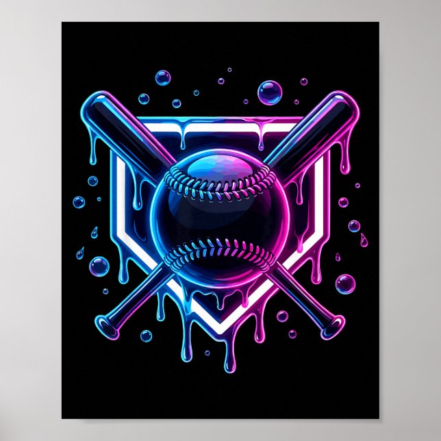 Poster Baseball Drip Ice Cream Bat Kids  (Devant)