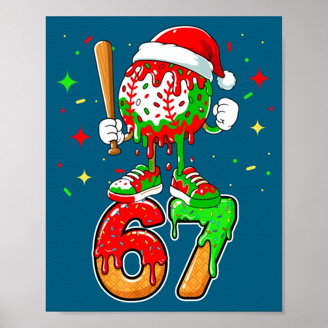 Poster Baseball Drip Number 67 Meme Ice Cream Dripng Chri (Devant)