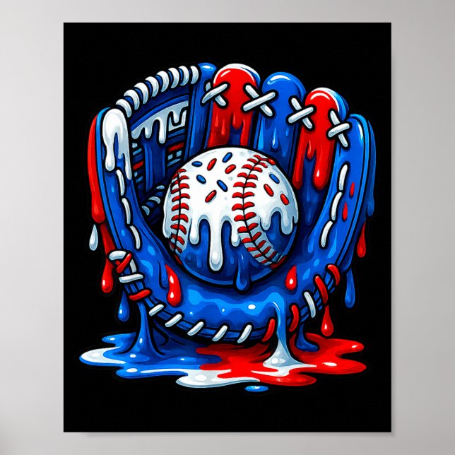 Poster Baseball Drip Team For Boys Ice Cream Cool  (Devant)