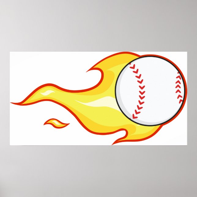 Poster Baseball en feu (Devant)