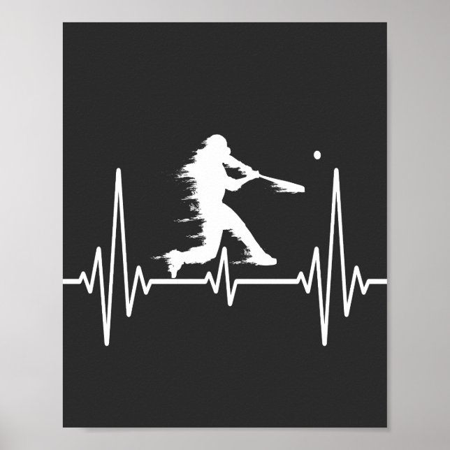 Poster Baseball Heartbeat amusants joueurs de baseball (Devant)