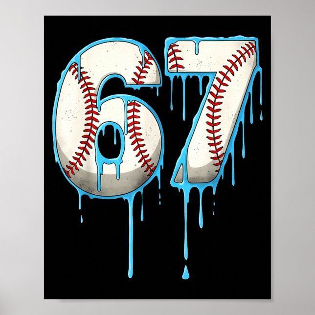 Poster Baseball Ice Cream Drip 67 Six Seven Meme Number 6 (Devant)