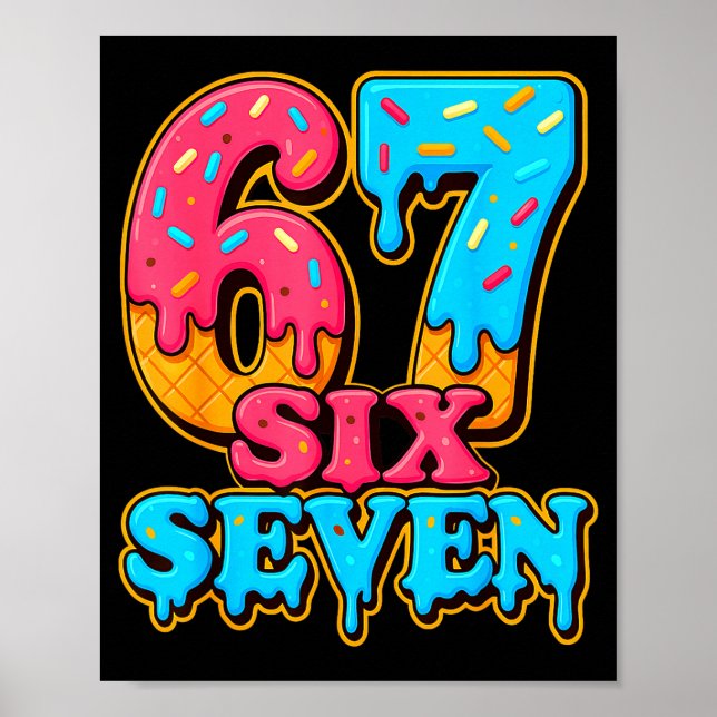 Poster Baseball Ice Cream Drip Number 67 Six Seven Meme C (Devant)