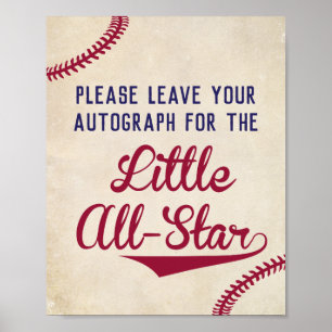 Poster Baseball Laissez votre Autographe pour Little All 