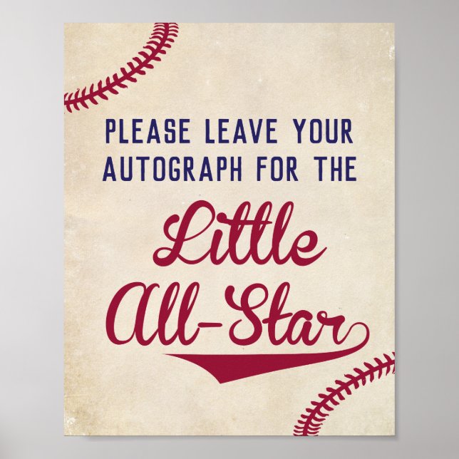Poster Baseball Laissez votre Autographe pour Little All  (Devant)