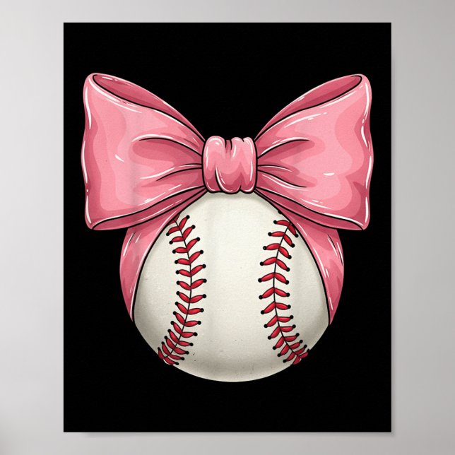 Poster Baseball Maman Coquette Pink Bow Mothers Day Baseb (Devant)
