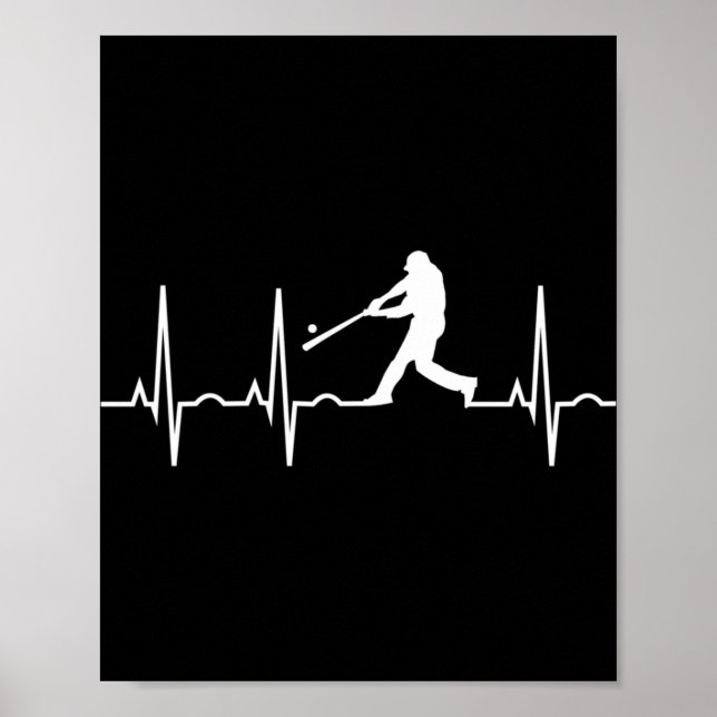 Poster Baseball Men - Bouton de coeur du joueur de baseba (Devant)