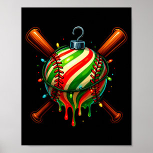 Poster Baseball Noël Crème Glacée Dégoulinant Baseball Dé