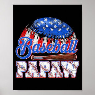 Poster Baseball Papaw Drapeau USA Fête des Pères Jour de