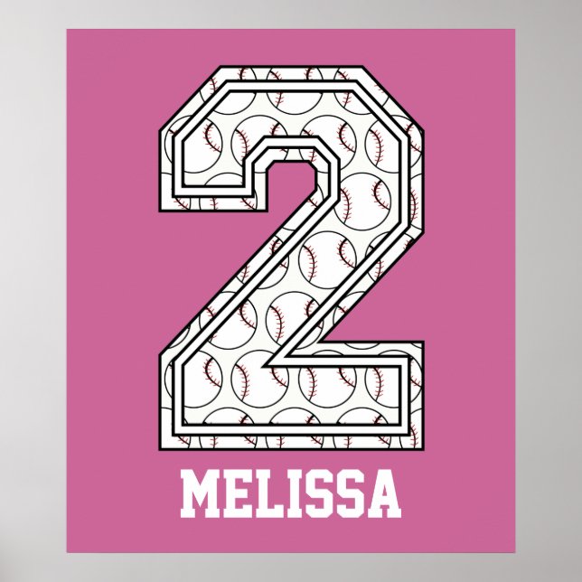 Poster Baseball personnalisé Numéro 2 (Devant)