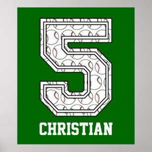 Poster Baseball personnalisé Numéro 5