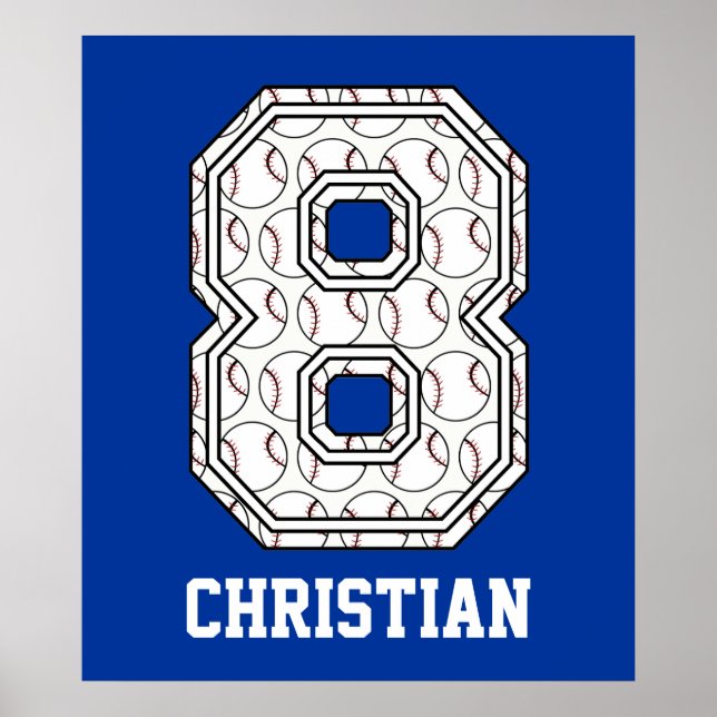 Poster Baseball personnalisé Numéro 8 (Devant)