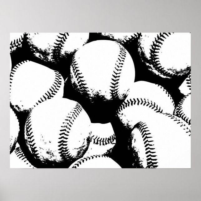 Poster Baseball Pop Art - Sports Baseballs (Devant)