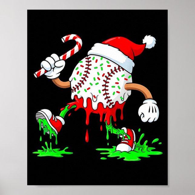 Poster Baseball Santa Hat Christmas Ice Cream Drip Candy  (Devant)