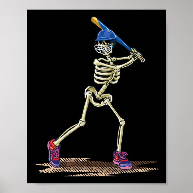 Poster Baseball Skeleton Halloween Hommes garçons Basebal (Devant)
