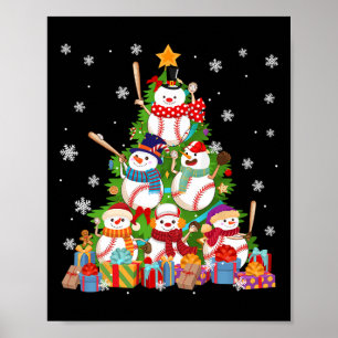 Poster Baseball Snowman Arbre de Noël Pitchers Catchers
